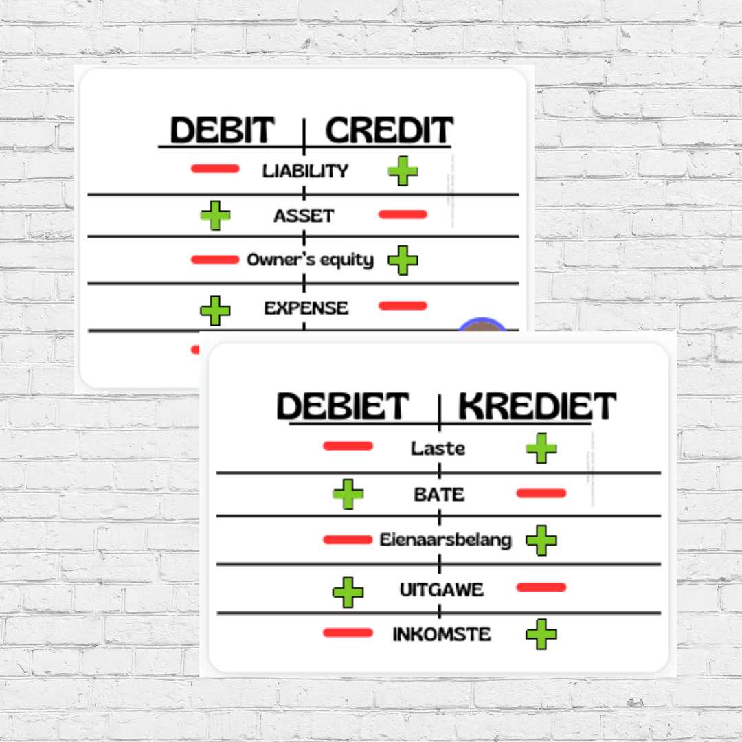 Set of 5 A3 PDF Accounting Posters (Afrikaans And English)