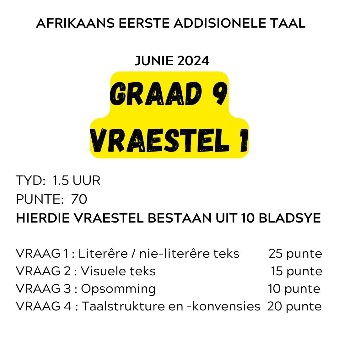 2024 Junie Graad 9 Vraestel 1 Afrikaans EAT Doc (Eksamen uit 70)