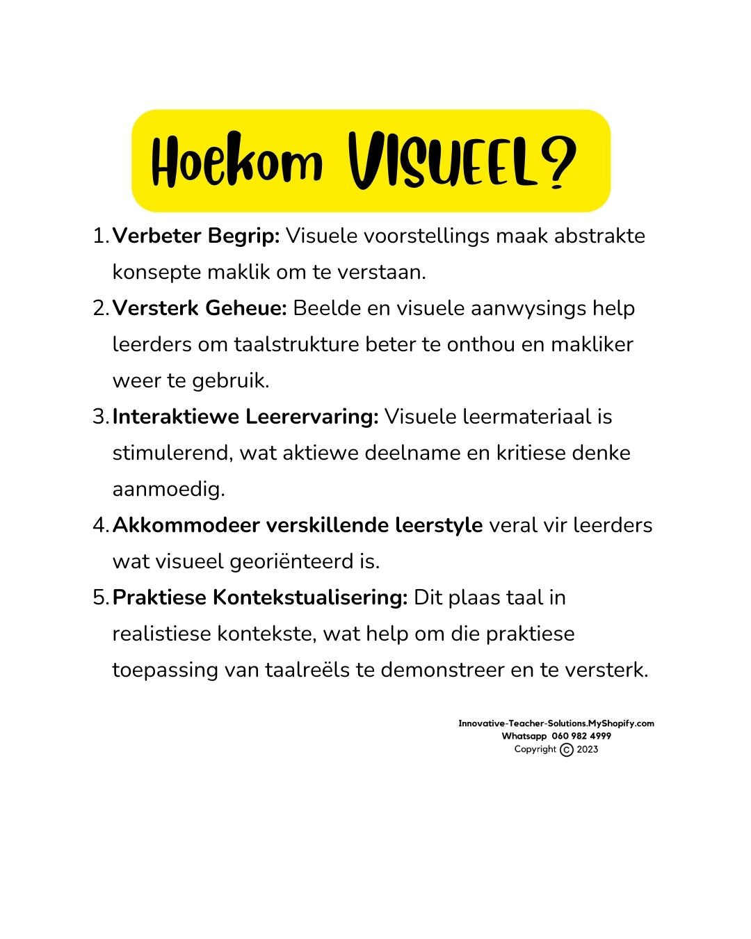 Afrikaans EAT Begripstoets Plakkate 4 x A3 PDF in kleur. Gr. 8-12