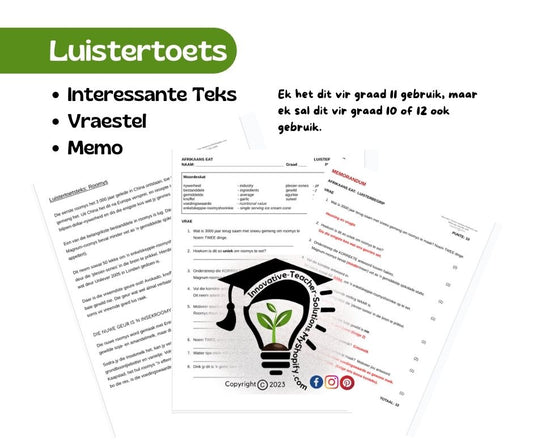 2024 Luistertoets Gr. 10 - 12 EAT.   3 bladsye PDF