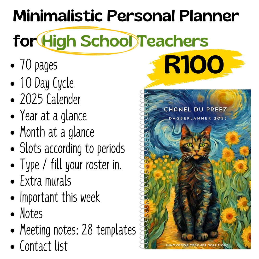 Daily Planner for High School Teachers Template 2025 (Not a physical item)