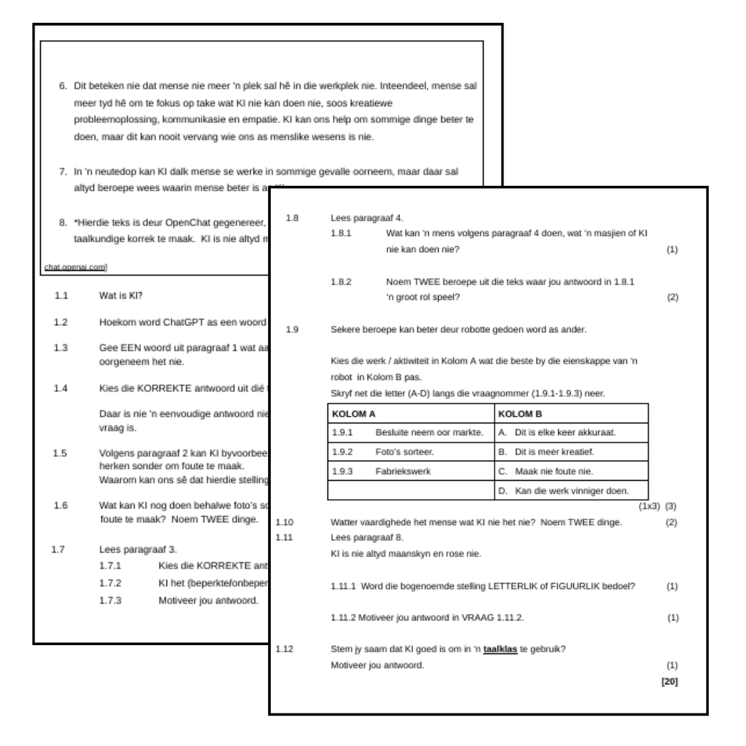 Afrikaans EAT Graad 11 Taak 3 Doc (Toets uit 40)