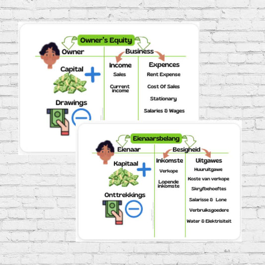 Set of 5 A3 PDF Accounting Posters (Afrikaans And English)