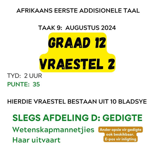 2024 Prelim Vraestel 2 (Slegs Afdeling D: Wetenskapmannetjies / Haar uitvaart)