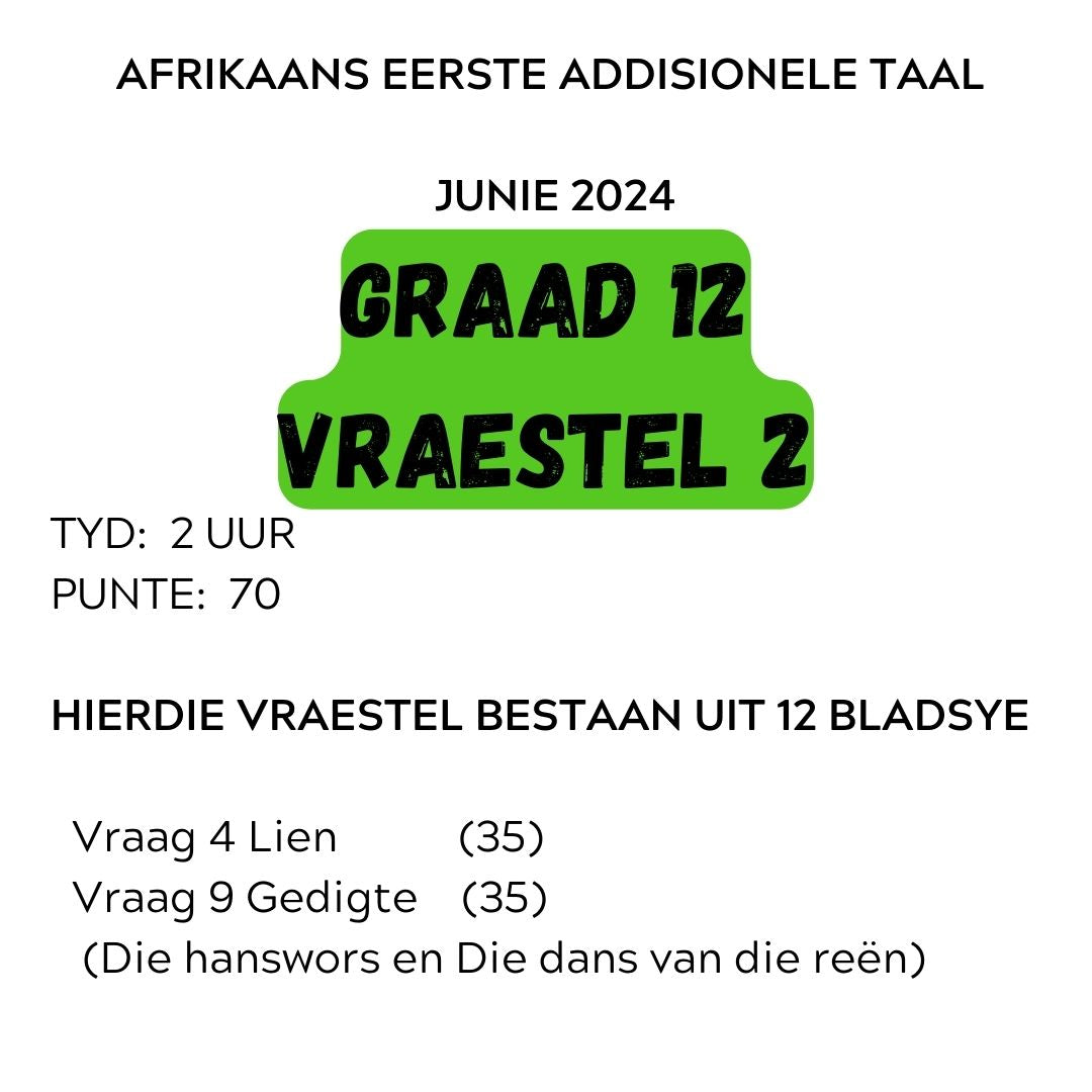 Gr. 12 Vraestel 2 (Lien en Gedigte) Afrikaans EAT Doc (Eksamen uit 70)